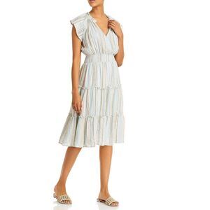 Rails Striped Linen Midi Dress